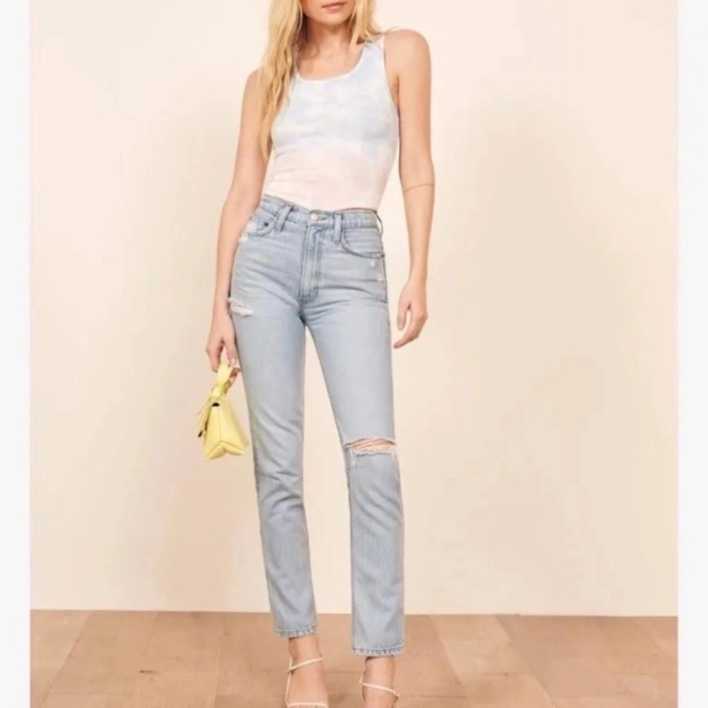 Reformation Stevie ultra high rise distressed Tahoe Jeans 1698